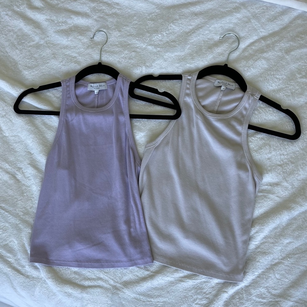 Two Michael Stars ribbed tanks